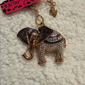 BetseyJohnson  Gold and Black Elephant Pendant Necklace